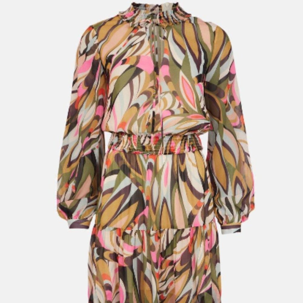 Karen Millen  Kaleidoscope Print Shirred Woven Maxi Dress, New with Tags